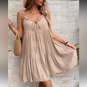 Beige Sleeveless Summer Dress